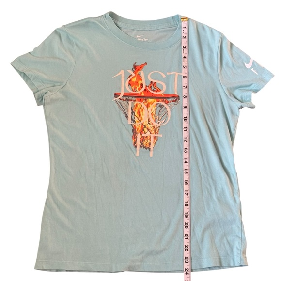 NIKE Just Do It Basketball T Shirt Light Blue Short Sleeve Womens Medium - Picture 6 of 10